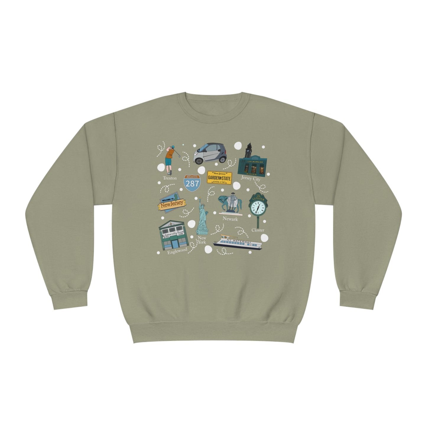 Unisex NuBlend® Crewneck Sweatshirt with New Jersey in assorted colors