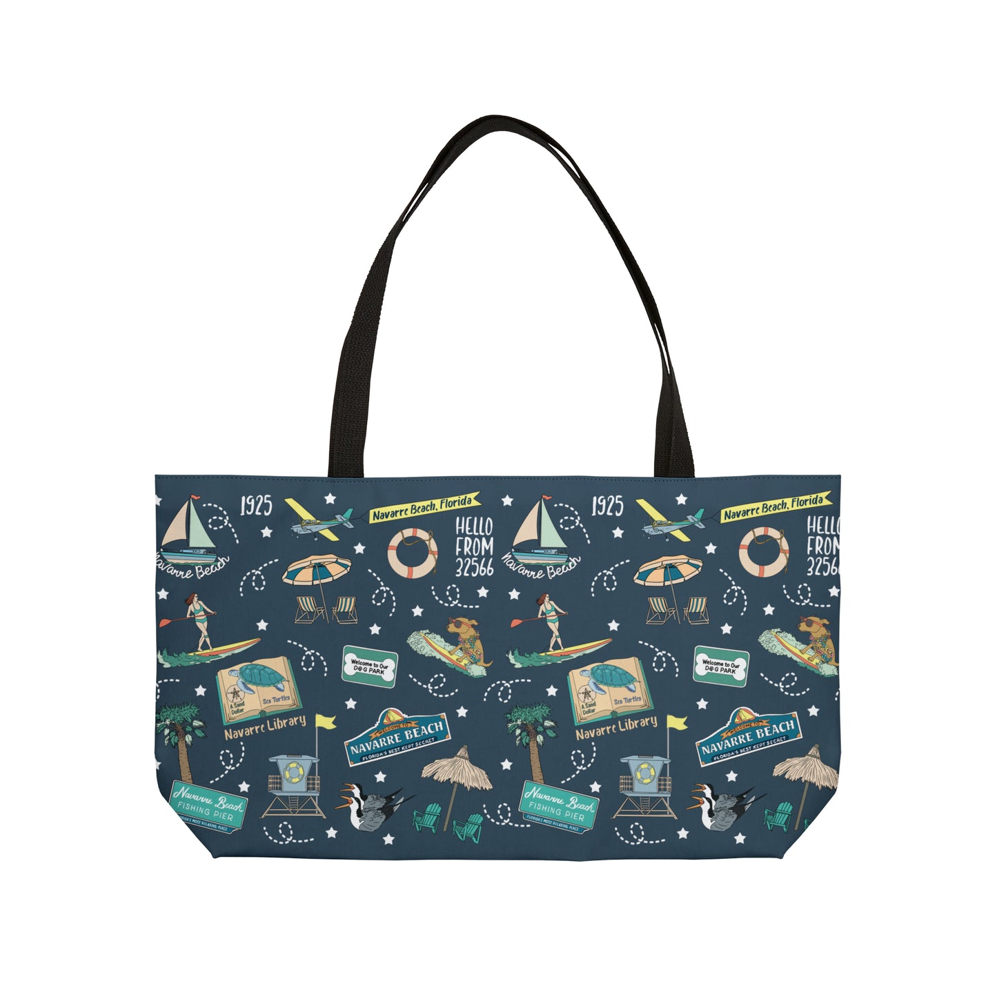 Tote Bag with Navarre Beach, FL in navy