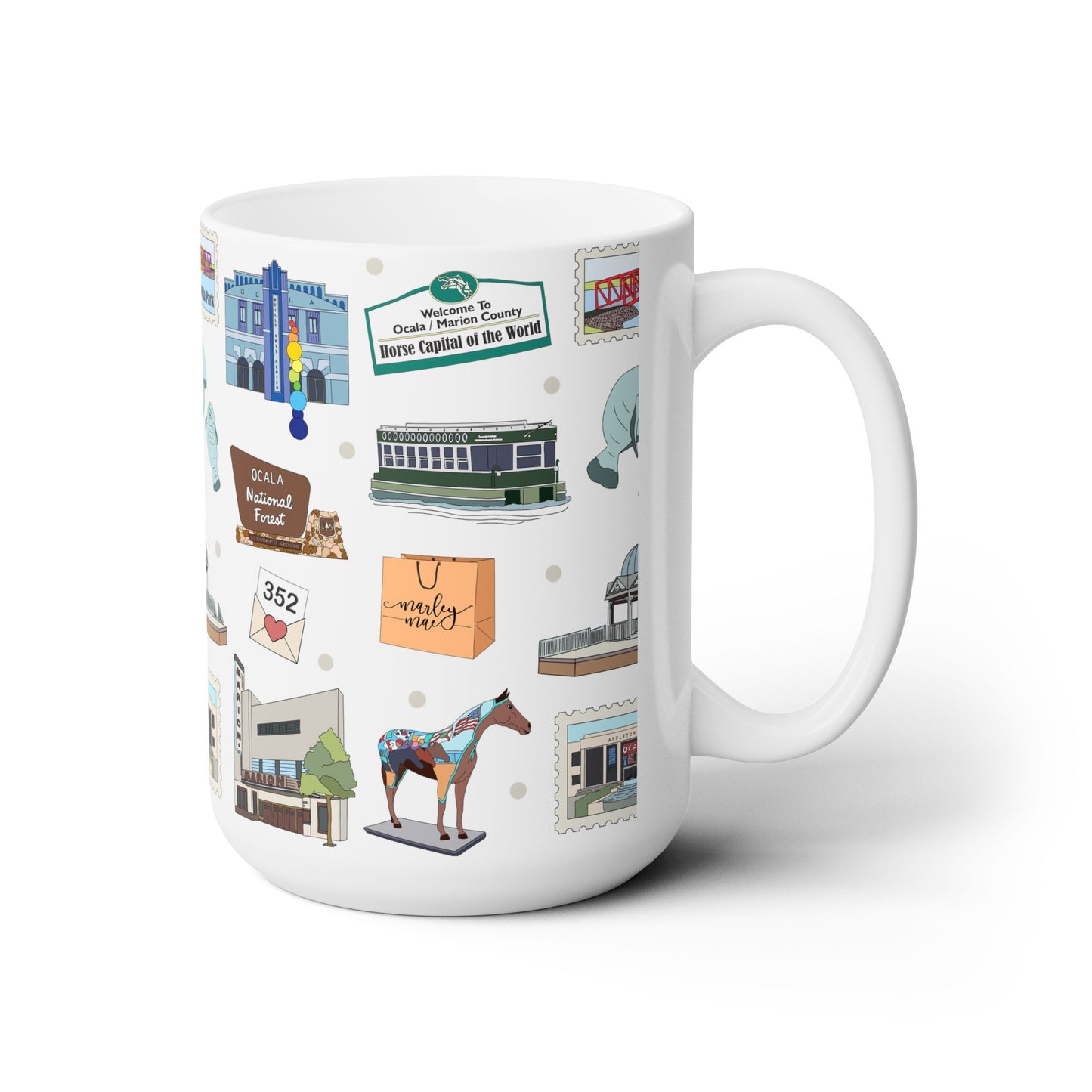 Ceramic Mug 15oz with Ocala, Florida FL in white