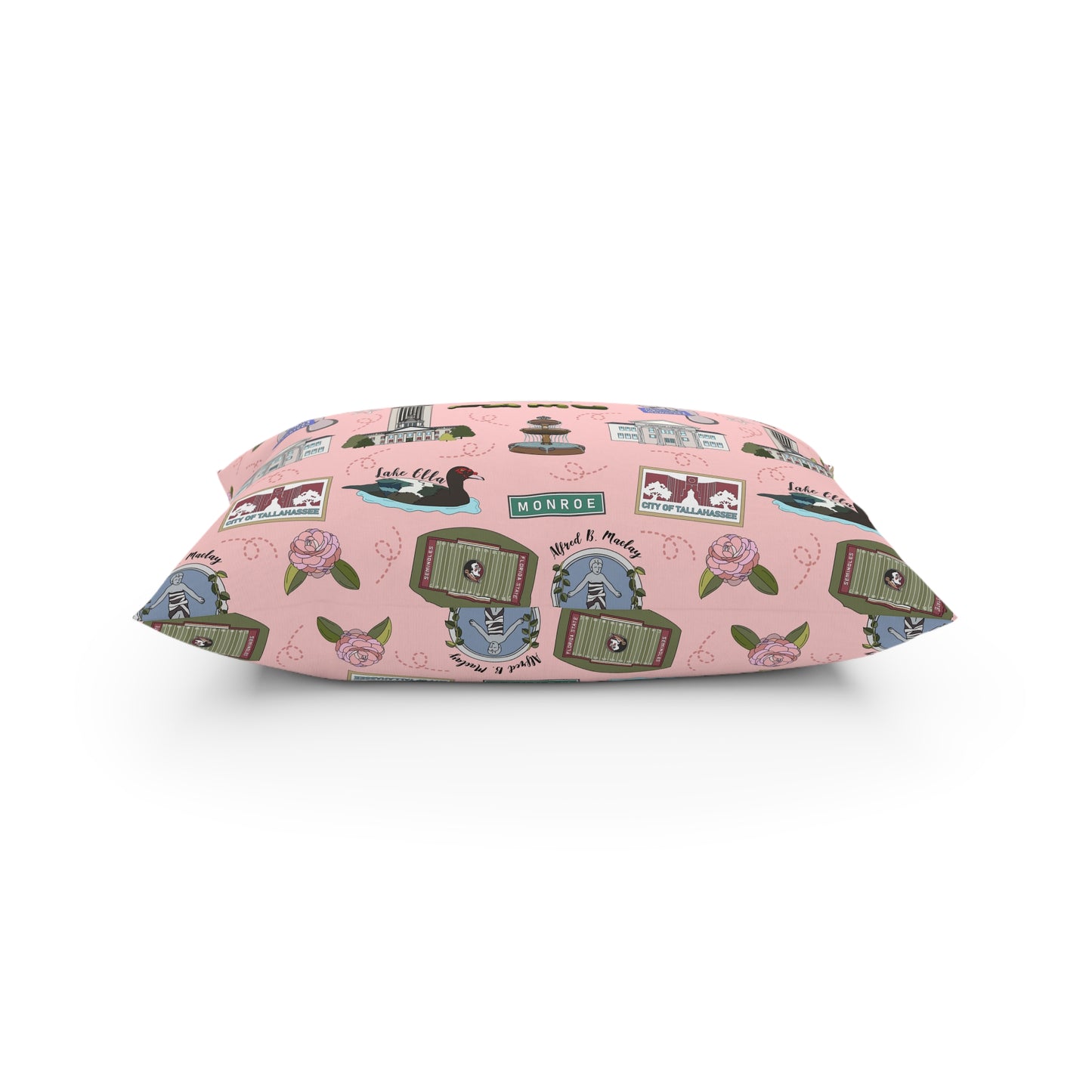 Broadcloth Pillow with Tallahassee, FL in pink