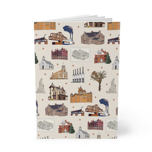 Paperback notebook with South St. Paul, Mendota, Hastings, Hampton, Inver Grove Heights near the Minneapolis Minnesota MN landmarks in beige 150 lined pages