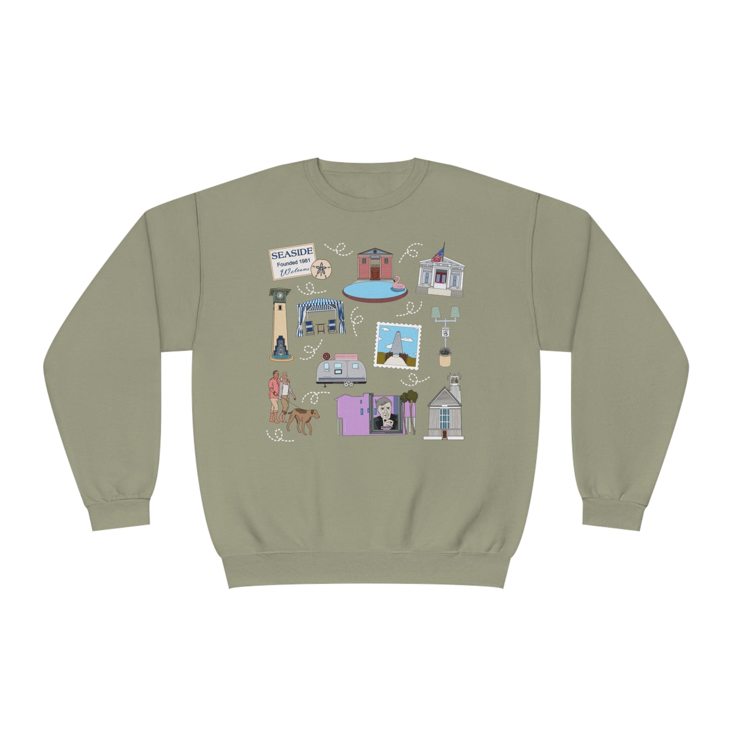 Unisex NuBlend® Crewneck Sweatshirt with Seaside, FL in assorted colors