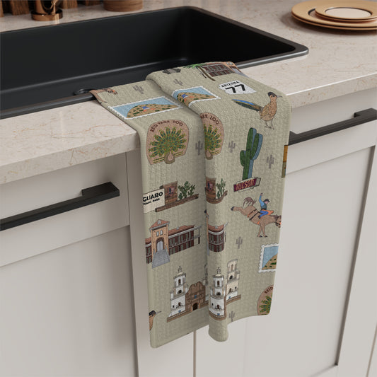 Kitchen Towel with Tucson, Arizona AZ in khaki