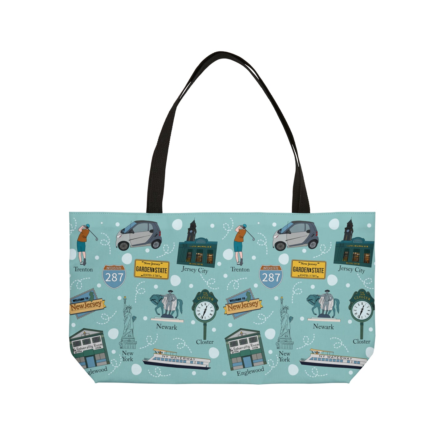 Tote Bag with New Jersey in light teal