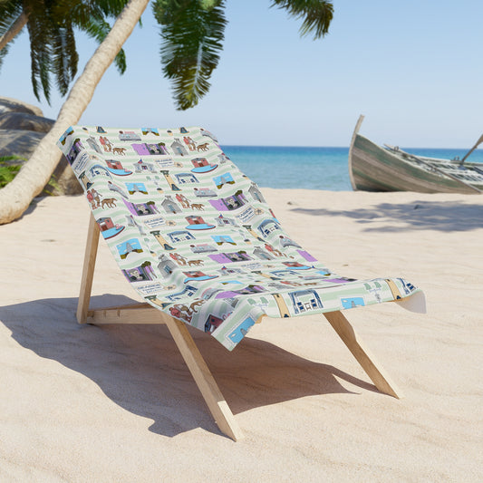 Beach Towel with Seaside, FL in olive stripes