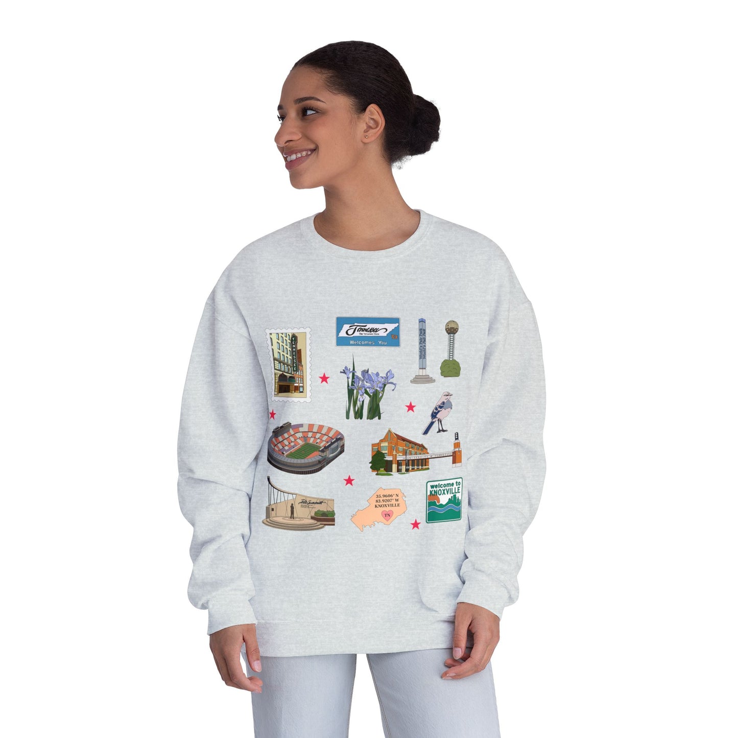 Unisex NuBlend® Crewneck Sweatshirt with Knoxville, Tennessee TN in assorted colors