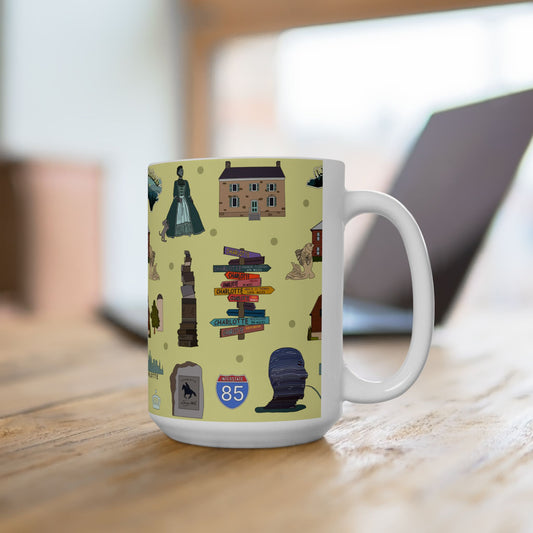 Ceramic Mug 15oz with Charlotte, North Carolina NC in brass