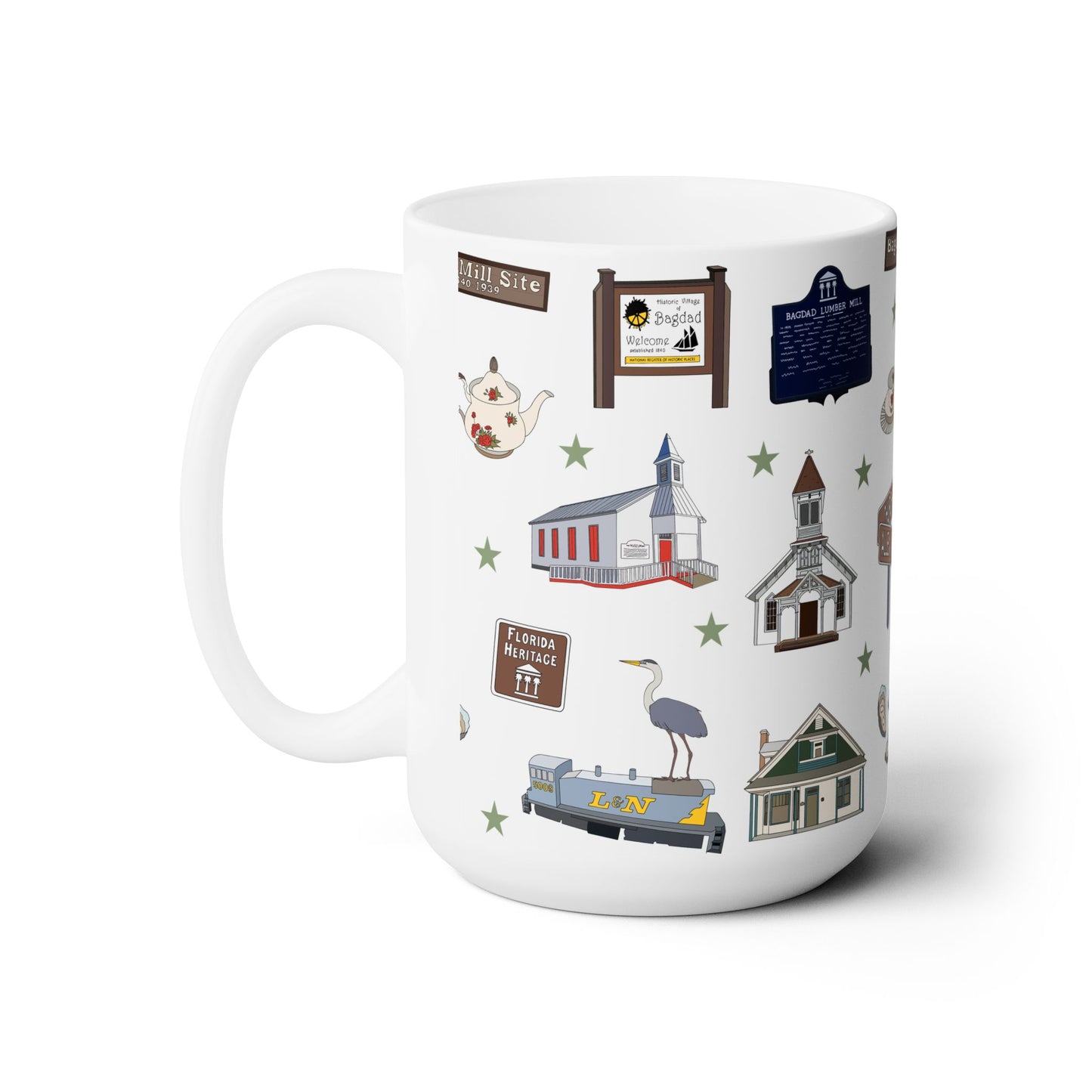 Ceramic Mug 15oz with Bagdad, Florida FL in white