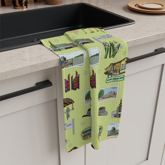 Kitchen Towel with Garland, Texas TX in avocado