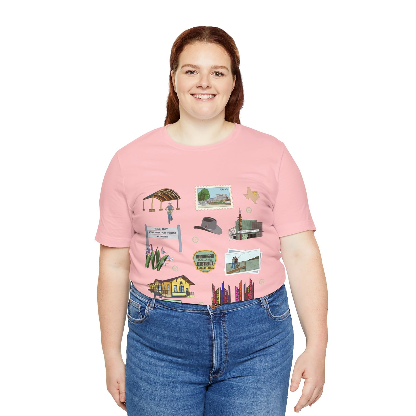 Unisex Jersey Short Sleeve Tee with Garland, Texas TX landmarks print