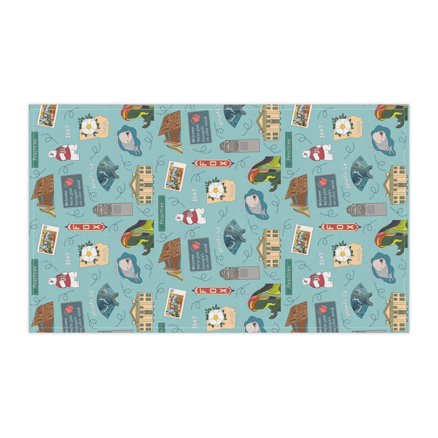 Kitchen Towel with Atlanta, GA in turquoise