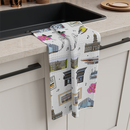 Kitchen Towel with Iowa City, Iowa IA in white