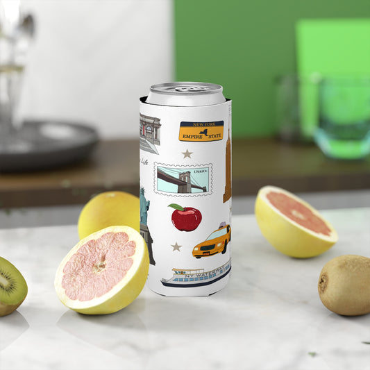 Slim Can Cooler with New York City, Manhattan, Brooklyn NY