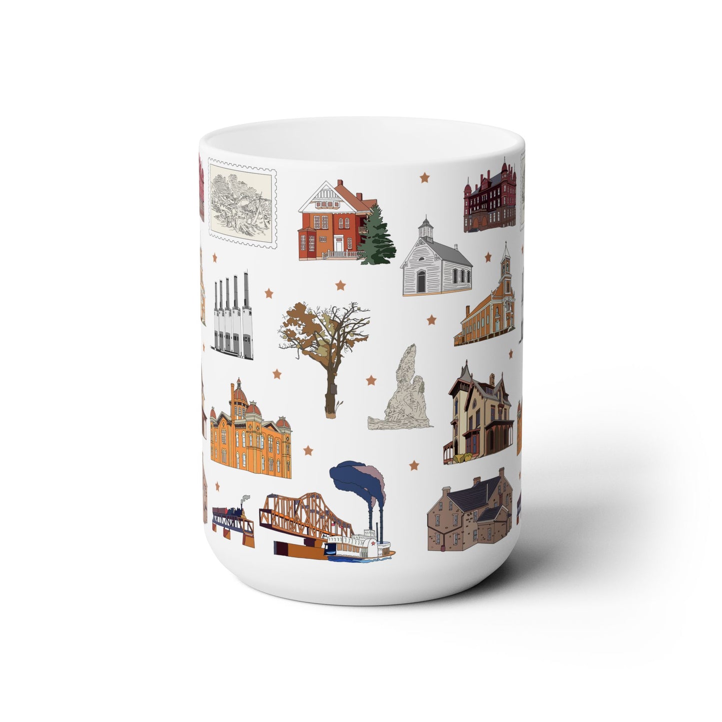 Ceramic Mug 15oz with South St. Paul, Mendota, Hastings, Hampton, Inver Grove Heights near the Minneapolis Minnesota MN in white