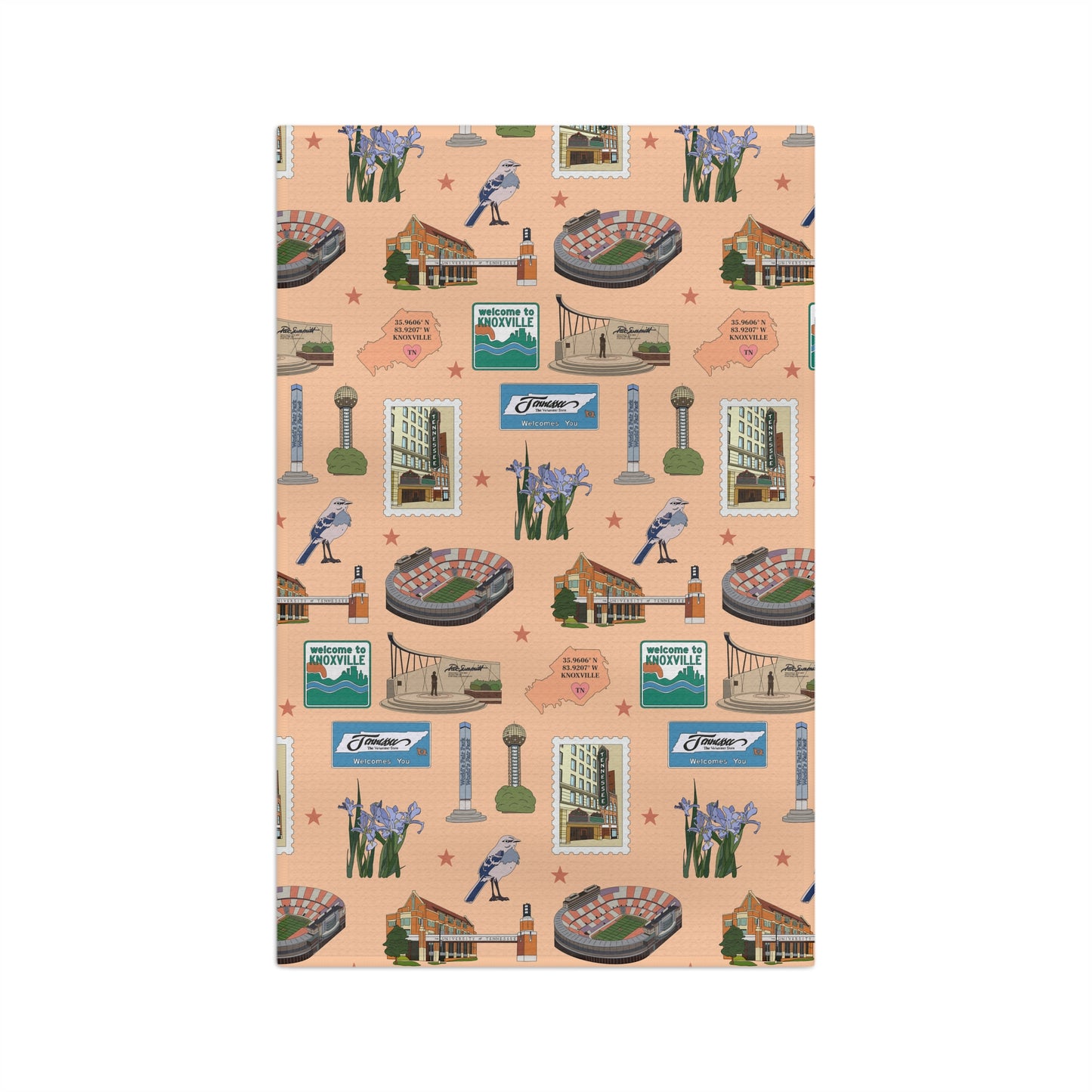 Kitchen Towel with Knoxville, Tennessee TN in peach