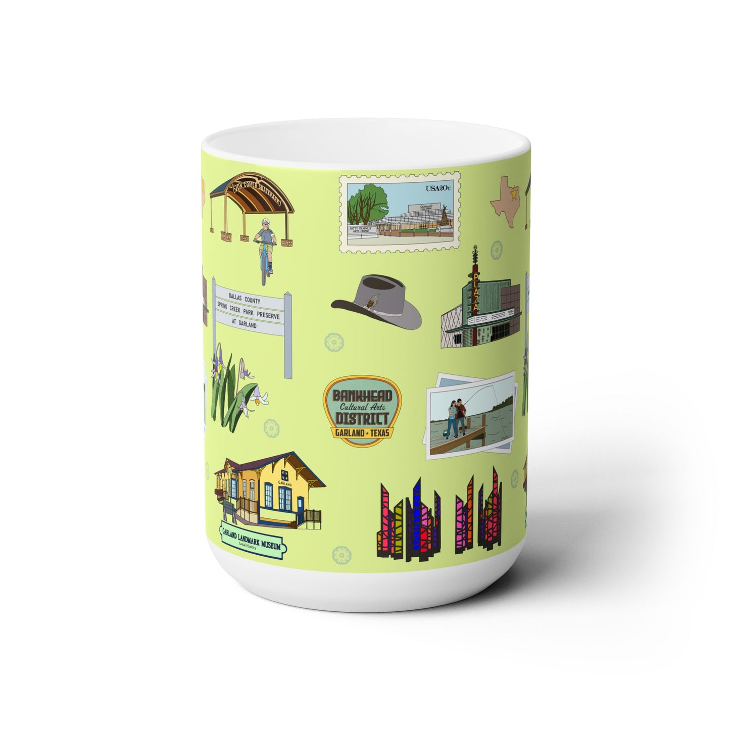 Ceramic Mug 15oz with Garland, Texas TX in avocado