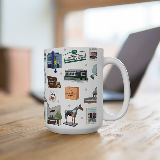 Ceramic Mug 15oz with Ocala, Florida FL in white
