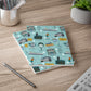 Paperback notebook with New Jersey cities landmarks in light teal 150 lined pages