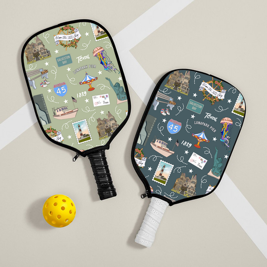 Pickleball paddle cover with Galveston, TX