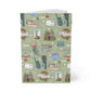 Paperback notebook with Galveston, TX landmarks in olive 150 lined pages