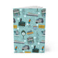 Paperback notebook with New Jersey cities landmarks in light teal 150 lined pages