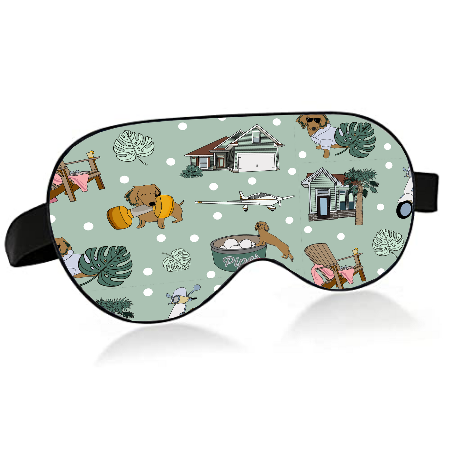 Sleep eye mask with custom pattern in teal