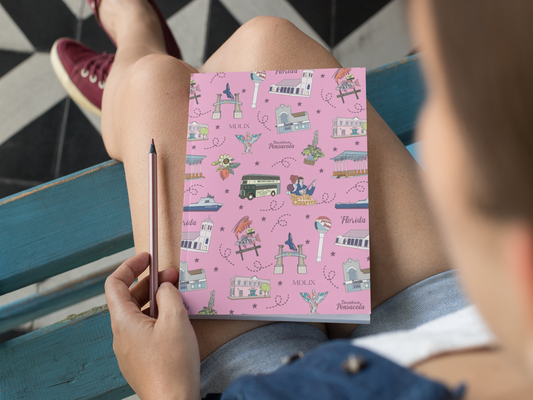 Paperback notebook with Pensacola, FL in pink