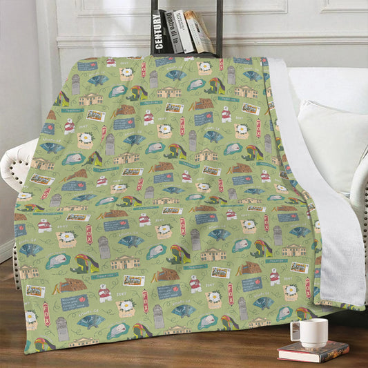 Minky blanket with Atlanta, GA in green