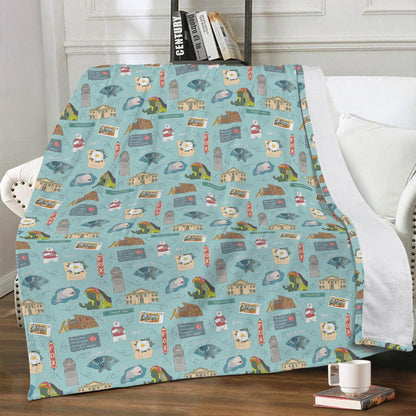 Minky blanket with Atlanta, GA in turquoise