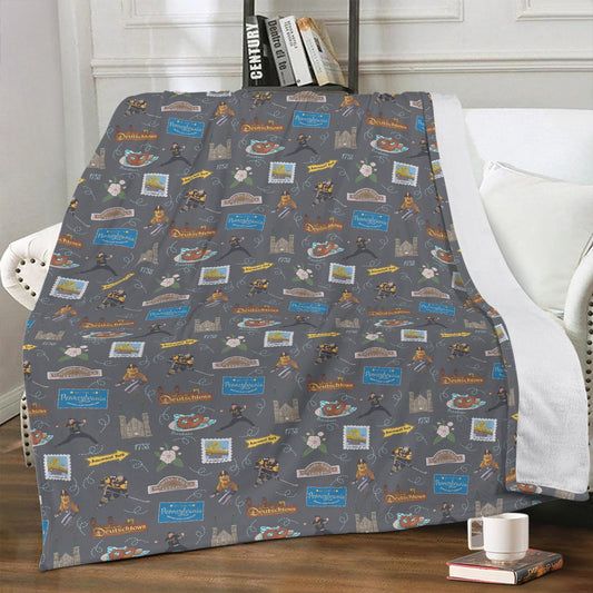 Minky blanket with Pittsburgh, PA in dark forest