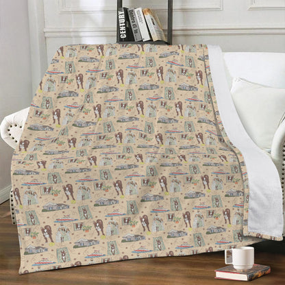 Minky blanket with custom pattern one size 70x 54 in beige
