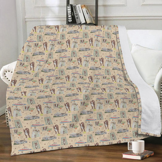 Minky blanket with custom pattern one size 70x 54 in beige