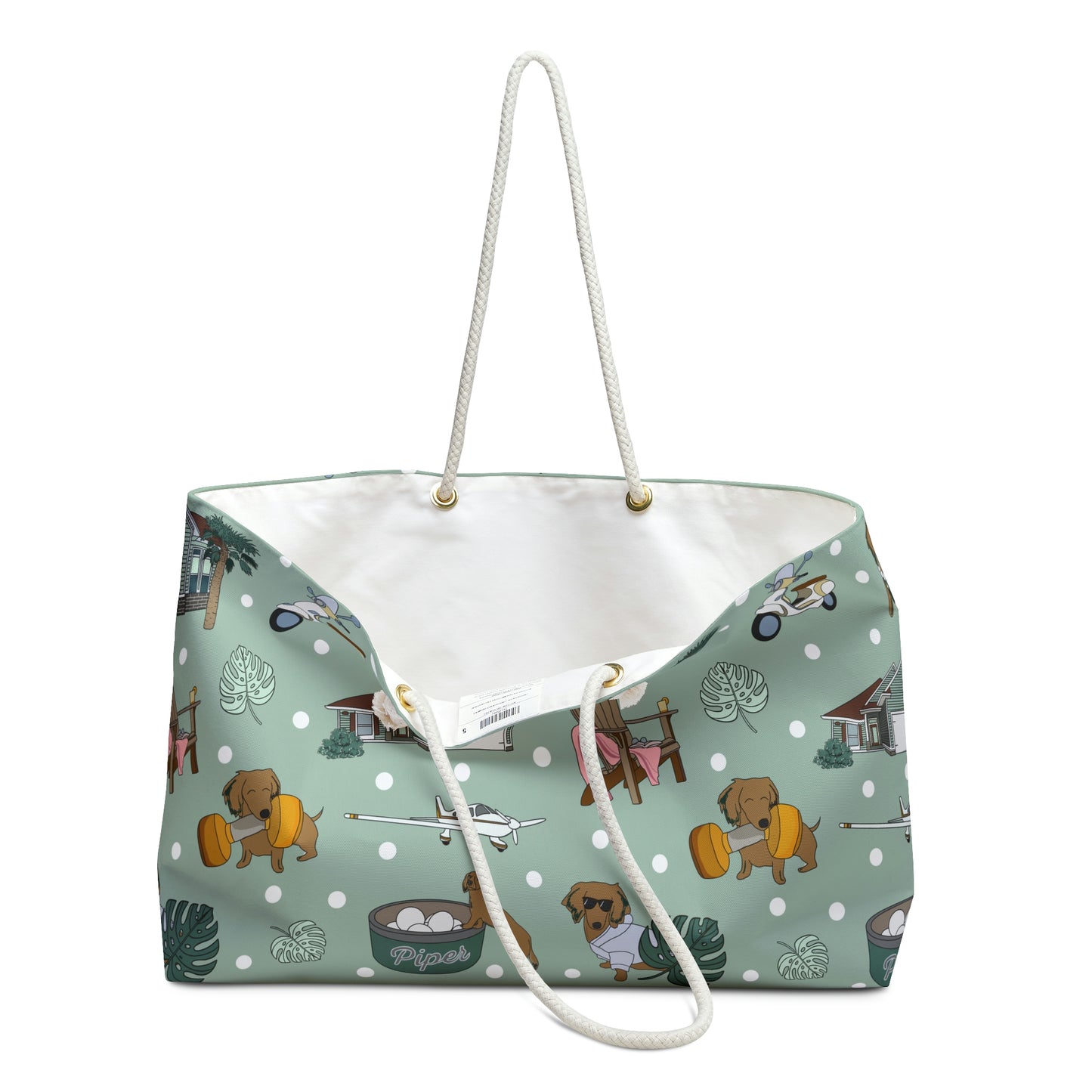 Beach Bag with custom pattern in teal