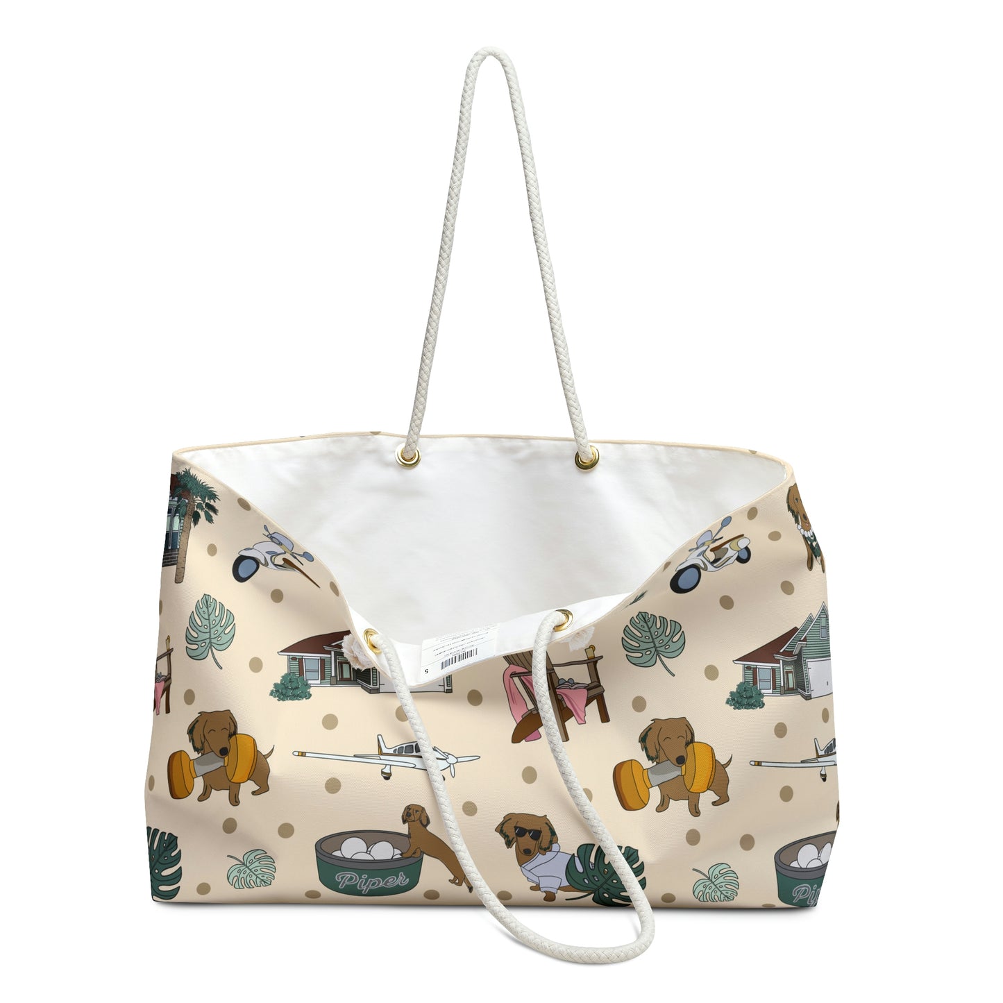 Beach Bag with custom pattern in beige