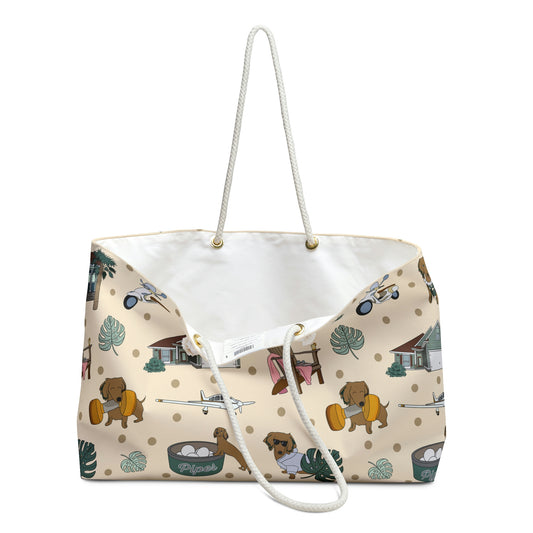 Beach Bag with custom pattern in beige