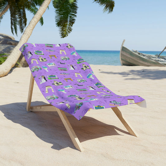 Beach Towel with FWB, FL in lilac