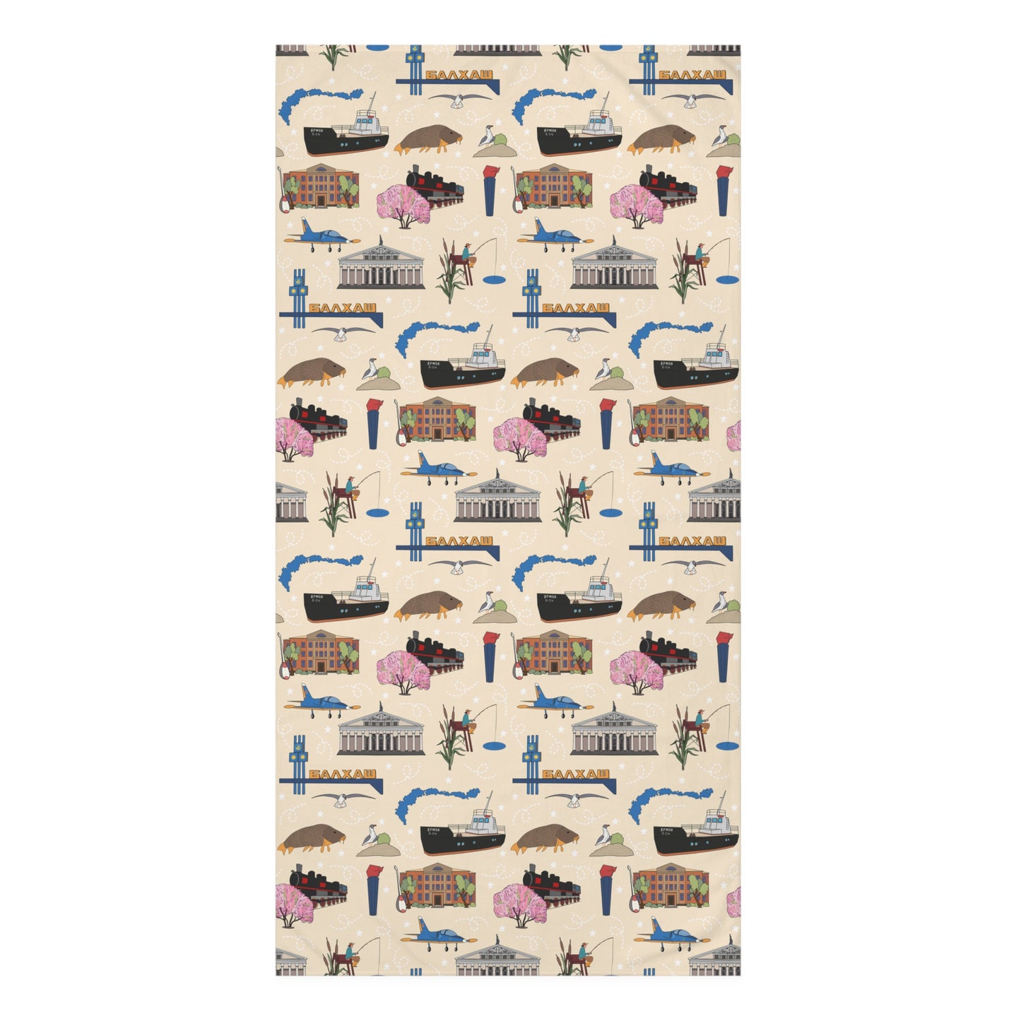 Bath towel with custom pattern in beige