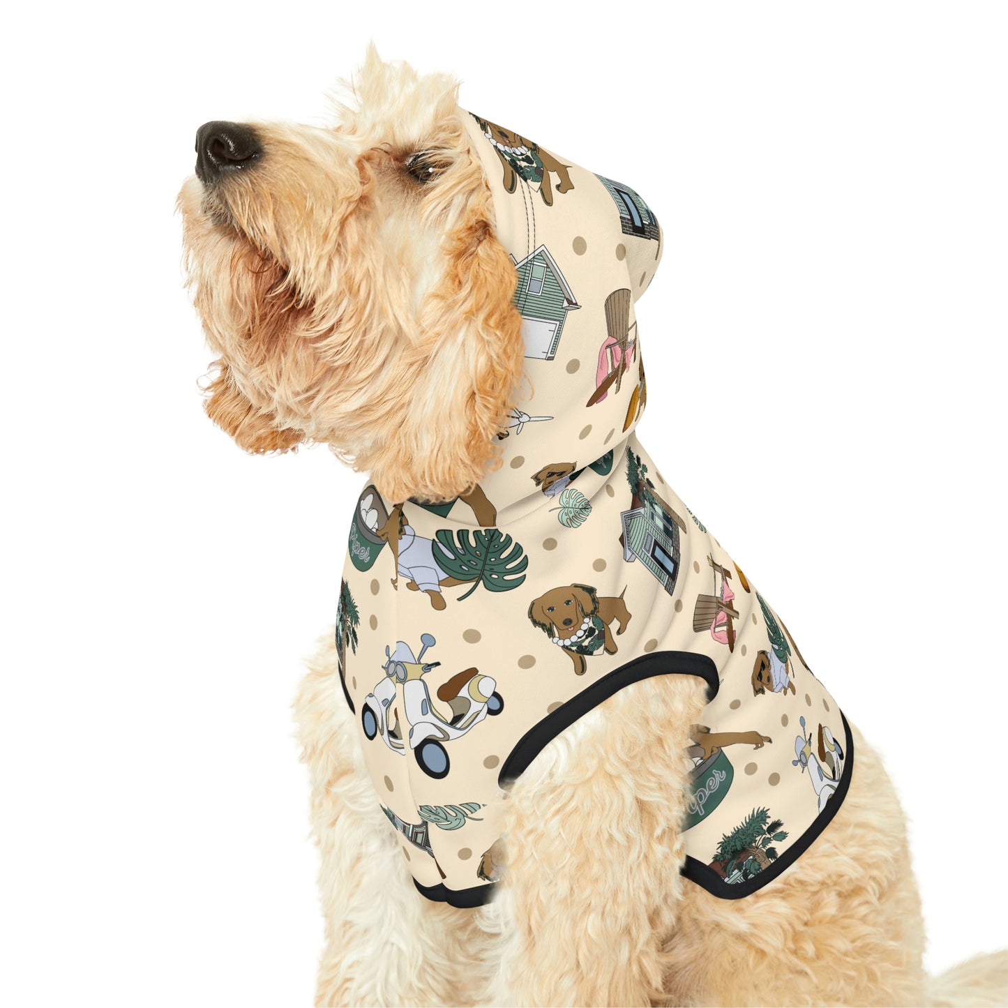 Dog hoodie with custom pattern