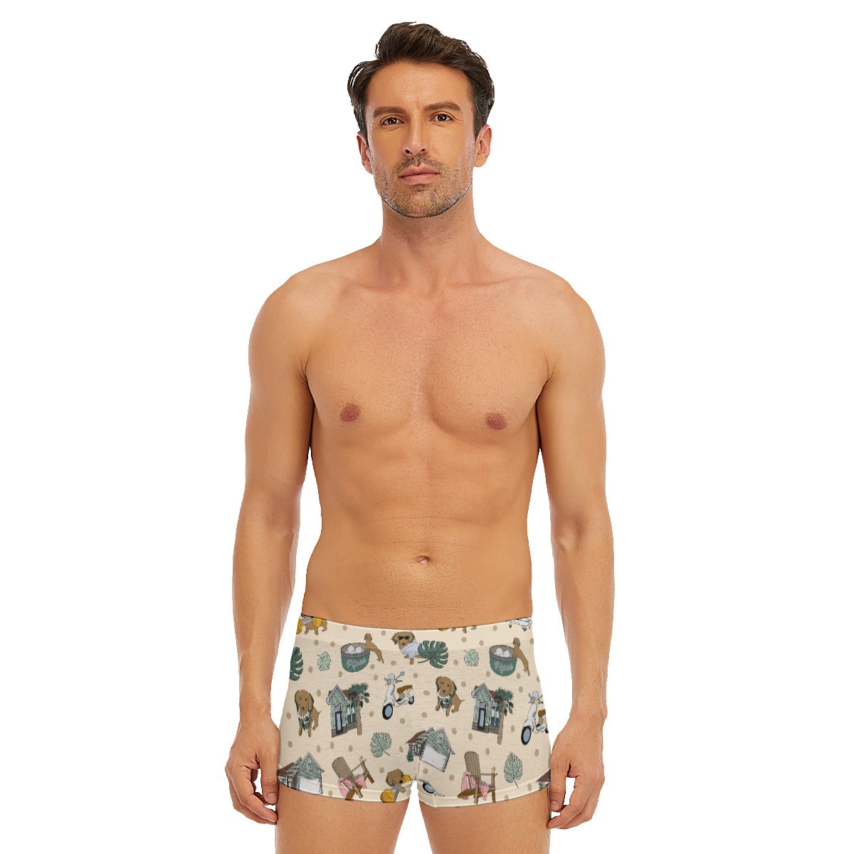 Men's Short Boxer Briefs with custom illustration