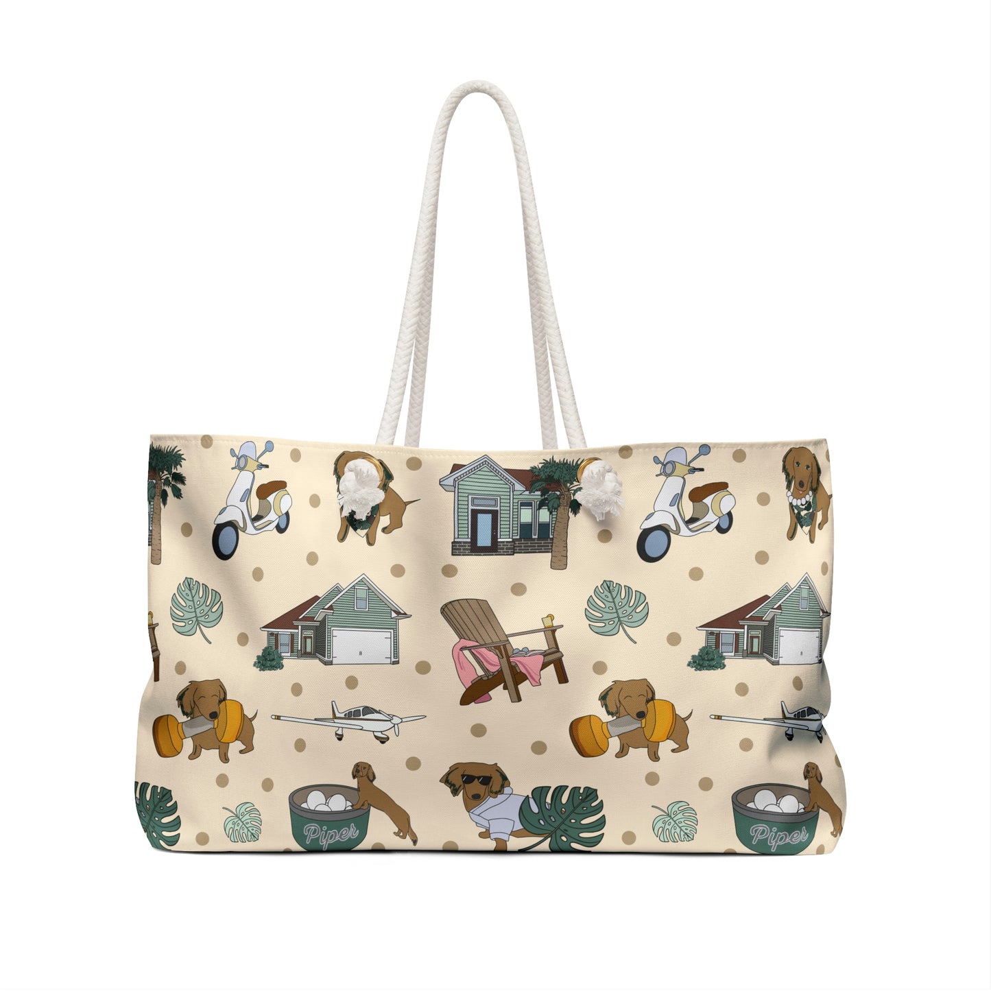 Beach Bag with custom pattern in beige