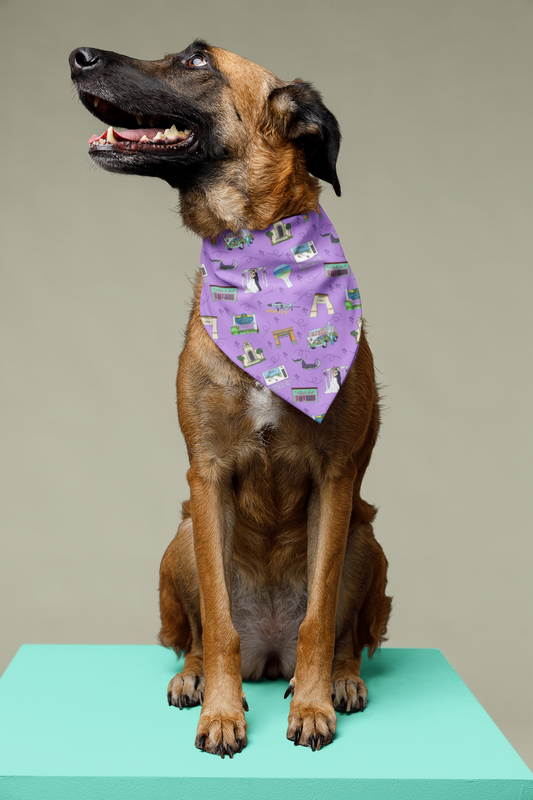 Dog bandana over-the-collar with FWB, FL in lilac