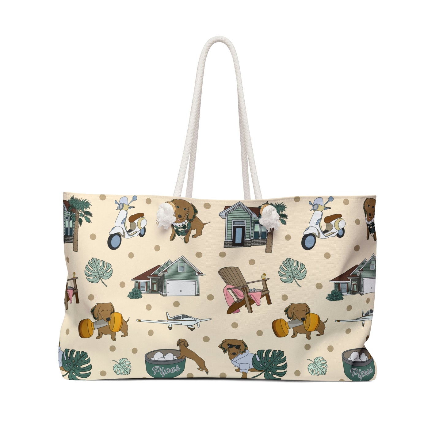 Beach Bag with custom pattern in beige