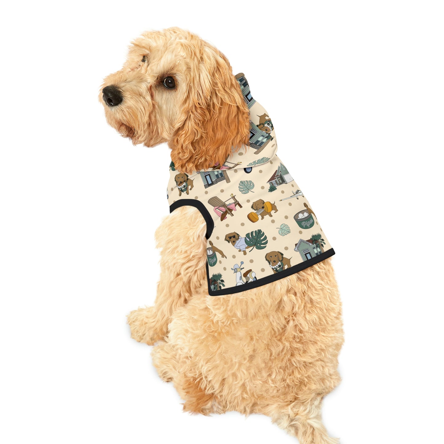 Dog hoodie with custom pattern