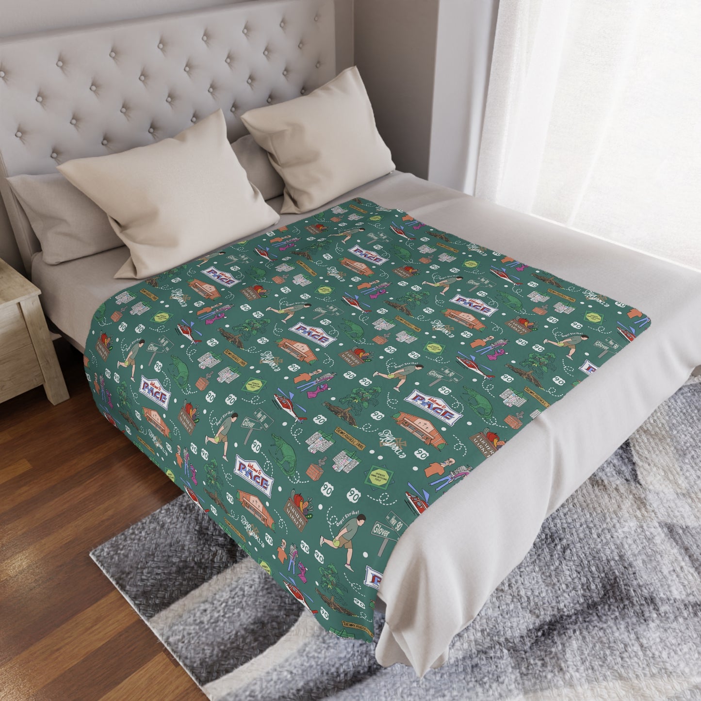 Minky blanket with Pace, FL in deep green