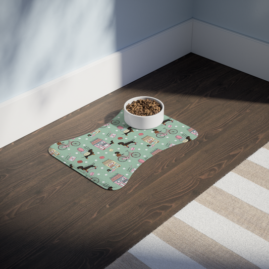 Pet feeding bone shaped mat with custom pattern