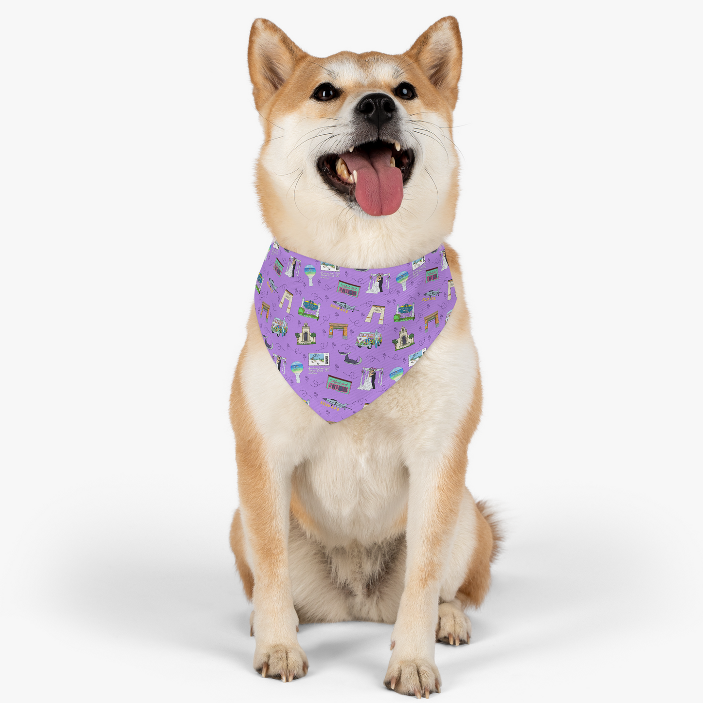 Dog bandana over-the-collar with FWB, FL in lilac